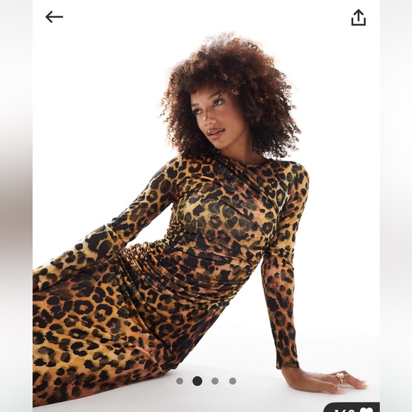 ASOS Ruched Leopard Dress - Picture 3 of 5